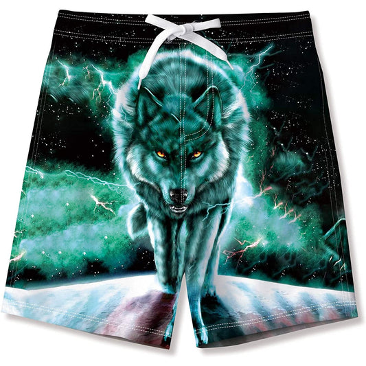 Green Wolf Funny Boy Swim Trunk