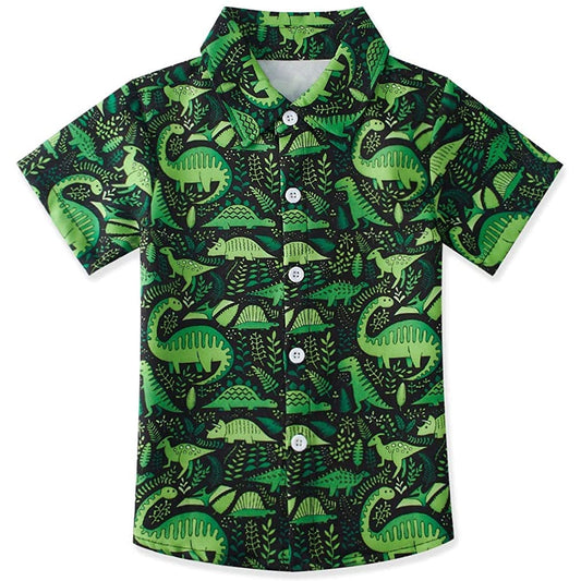 Green Dinosaur Funny Toddler Hawaiian Shirt