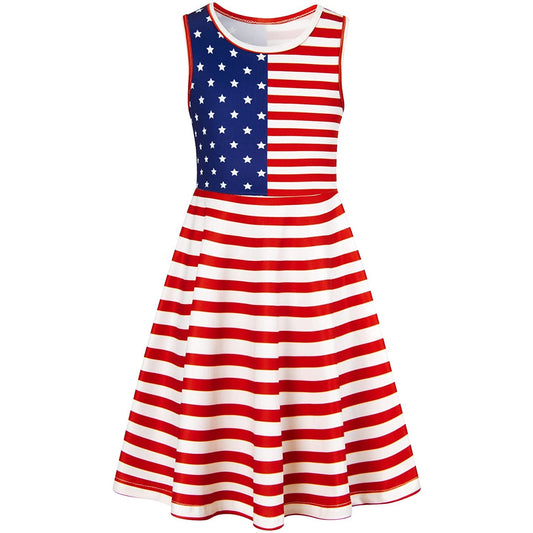 Red Stripe American Flag Funny Girl Dress