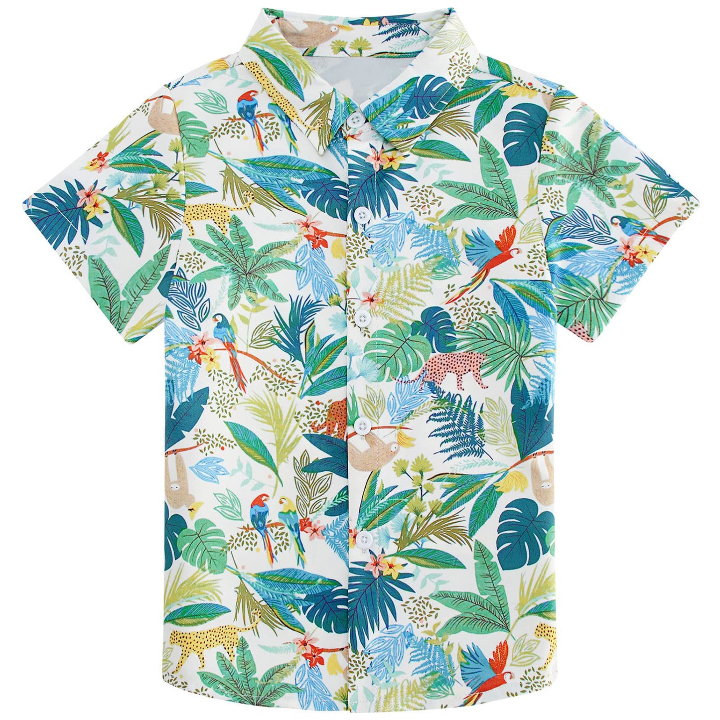 Leopard Parrot Leaves Funny Boy Hawaiian Shirt