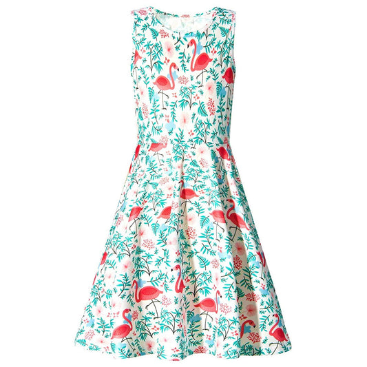 Palm Leaf Flamingo Funny Girl Dress