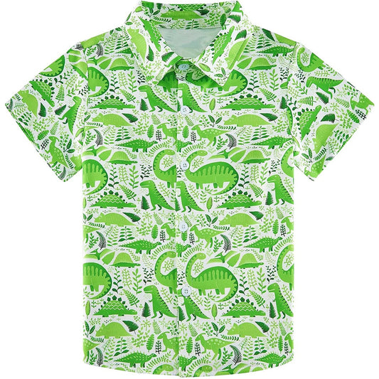 Green Dinosaur Funny Toddler Hawaiian Shirt