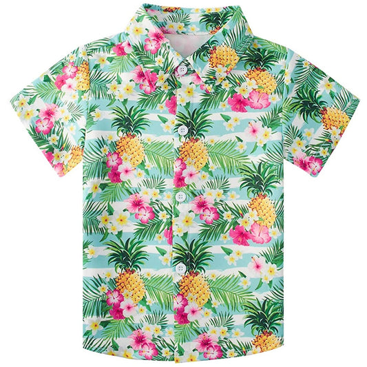 Flower Pineapple Funny Toddler Hawaiian Shirt