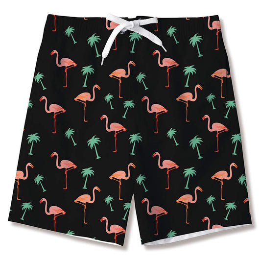 Flamingos Palm Tree Funny Boy Swim Trunk