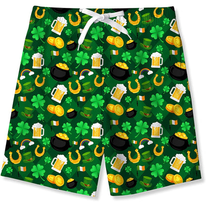 St Patrick's Day Shamrock Funny Boy Swim Trunk