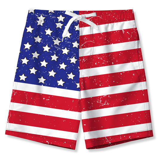 American Flag Funny Boy Swim Trunk