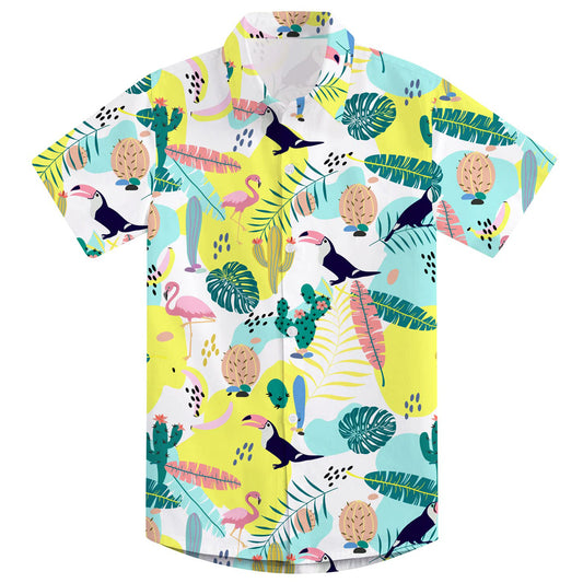 Flamingo Cactus Summer Funny Boy Hawaiian Shirt