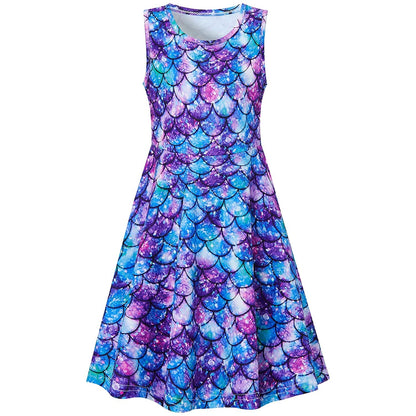 Purple Blue Mermaid Funny Girl Dress