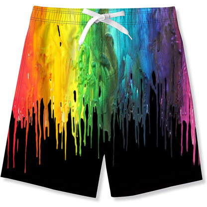 Black Paint Splatter Funny Boy Swim Trunk