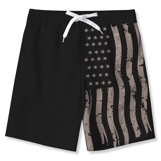 Vintage American Flag Funny Boy Swim Trunk