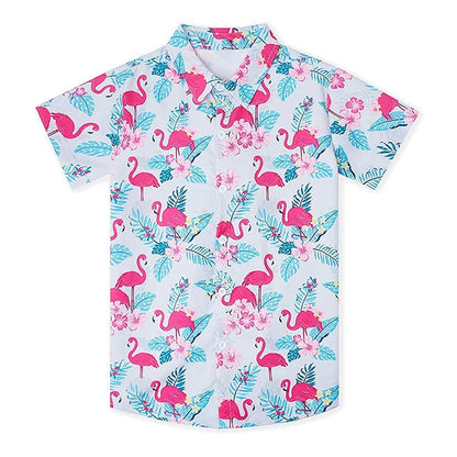 Palm Leaf Flamingo Funny Toddler Hawaiian Shirt