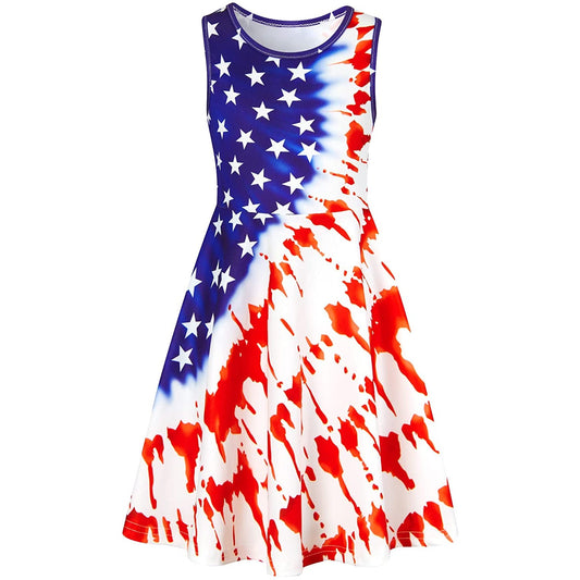 Tie Dye American Flag Funny Girl Dress