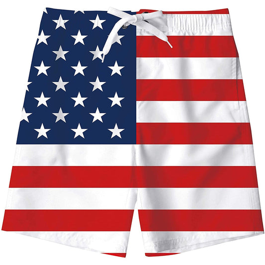 American Flag Funny Boy Swim Trunk