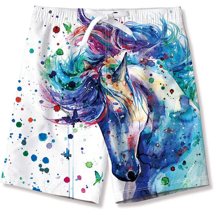 Splash Paint Horse Funny Boy Swim Trunk