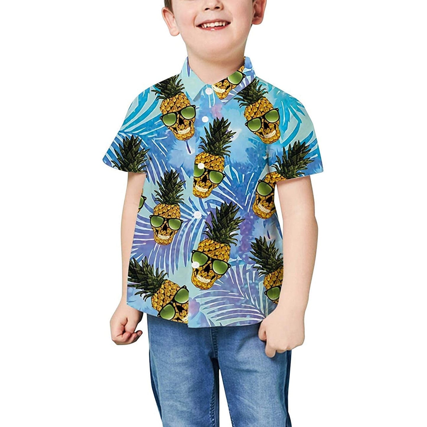 Sunglasses Skull Pineapple Funny Toddler Hawaiian Shirt