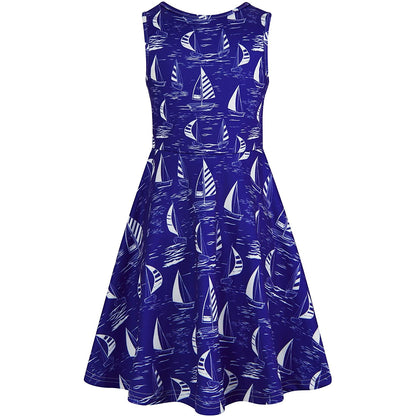 Sailboat Blue Funny Girl Dress