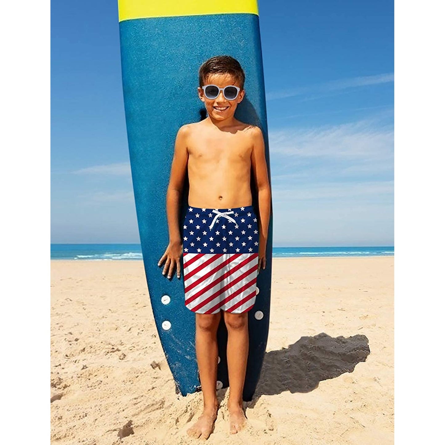 American Flag Funny Boy Swim Trunk