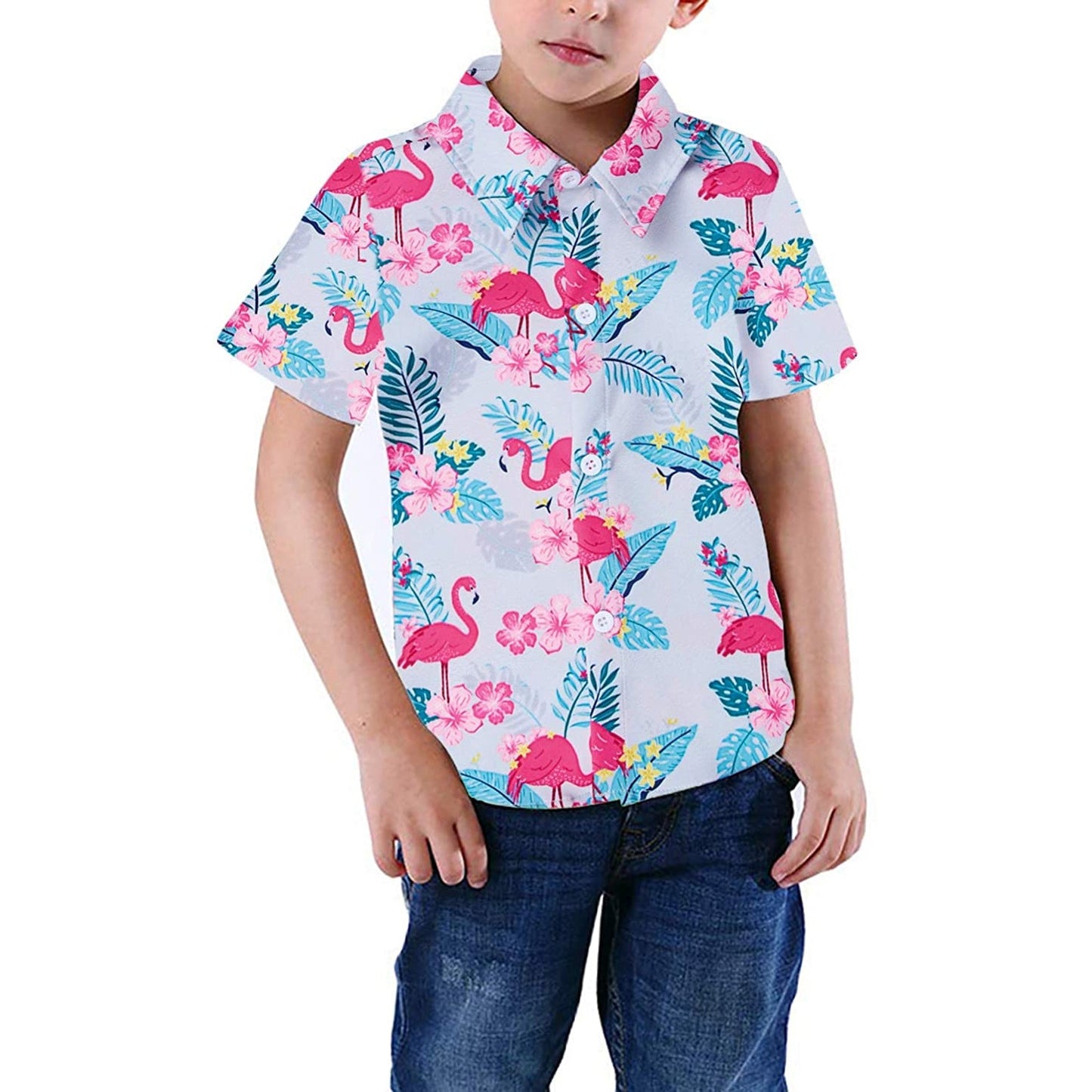 Palm Leaf Flamingo Funny Toddler Hawaiian Shirt