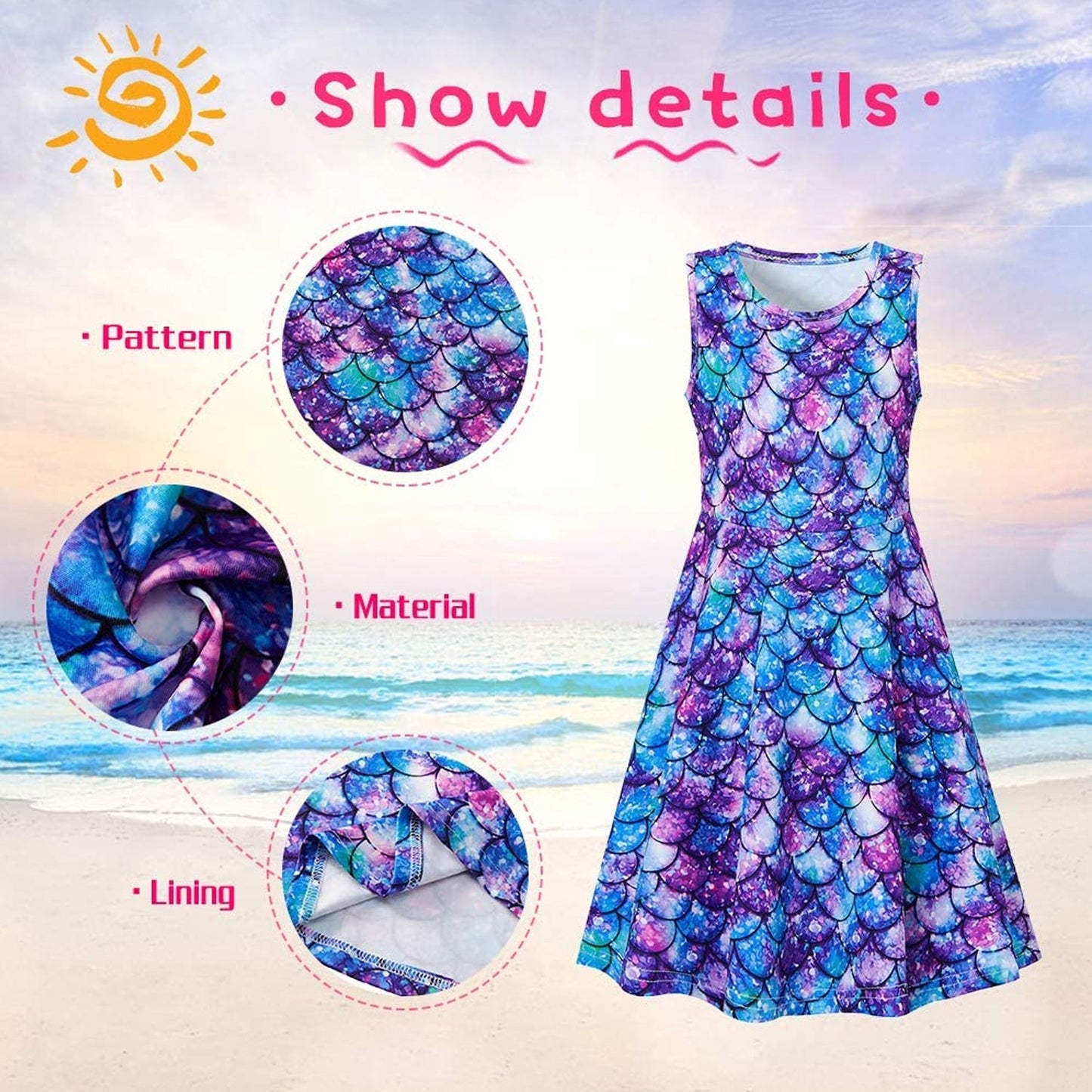 Purple Blue Mermaid Funny Girl Dress