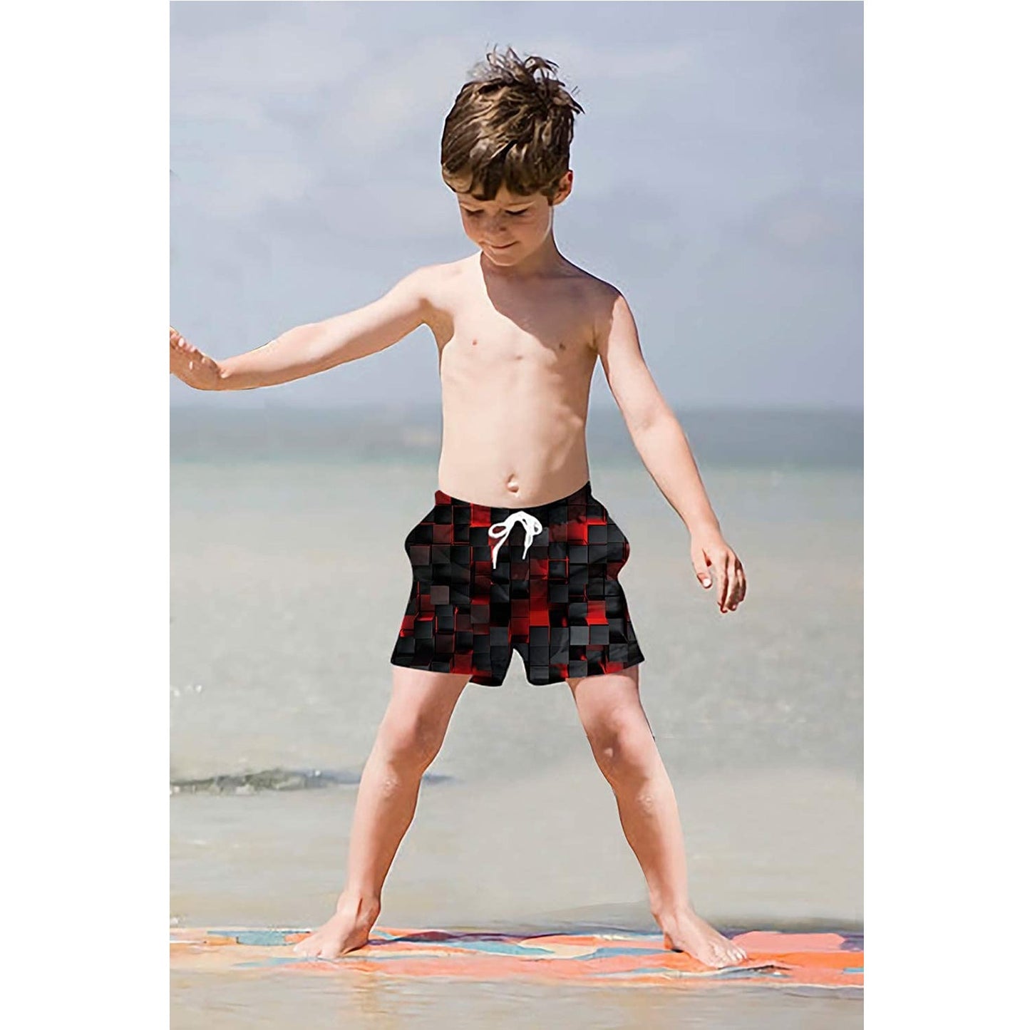 3D Building Blocks Funny Boy Swim Trunk