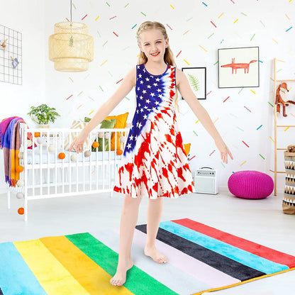 Tie Dye American Flag Funny Girl Dress