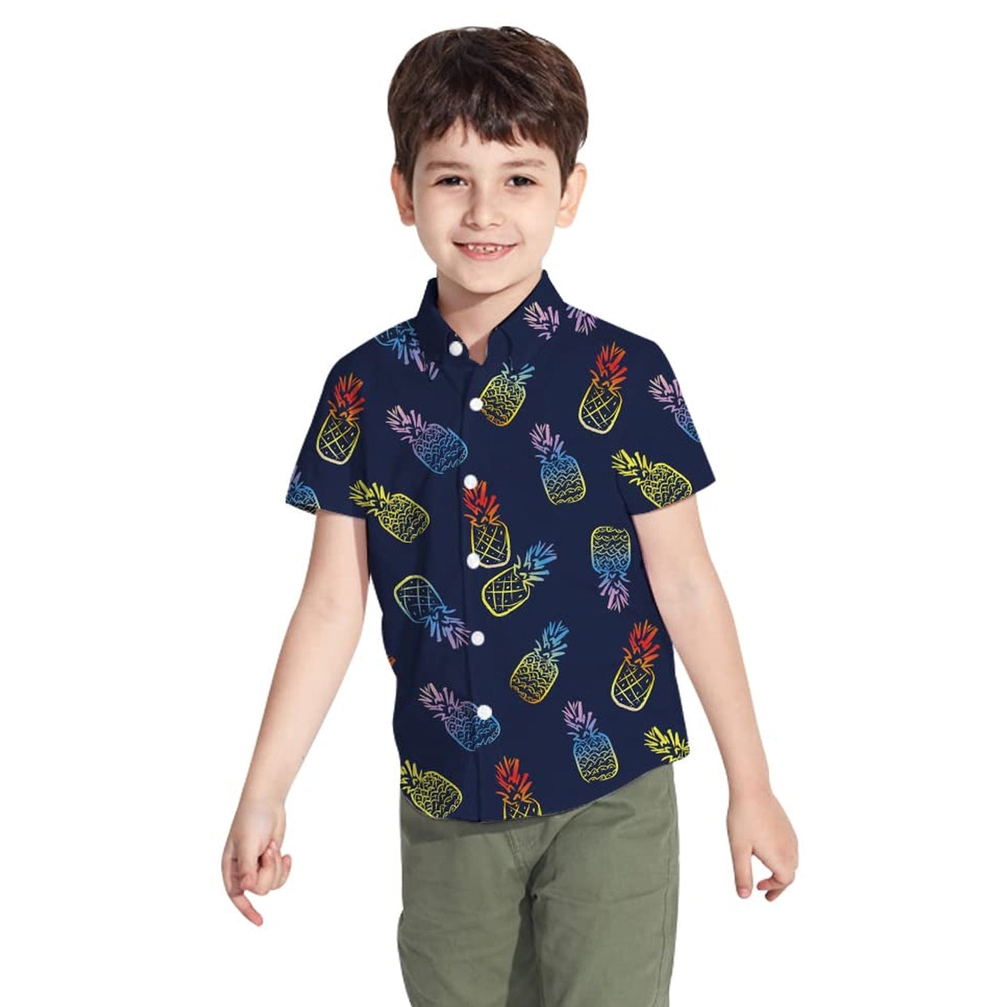 Pineapple Navy Funny Toddler Hawaiian Shirt