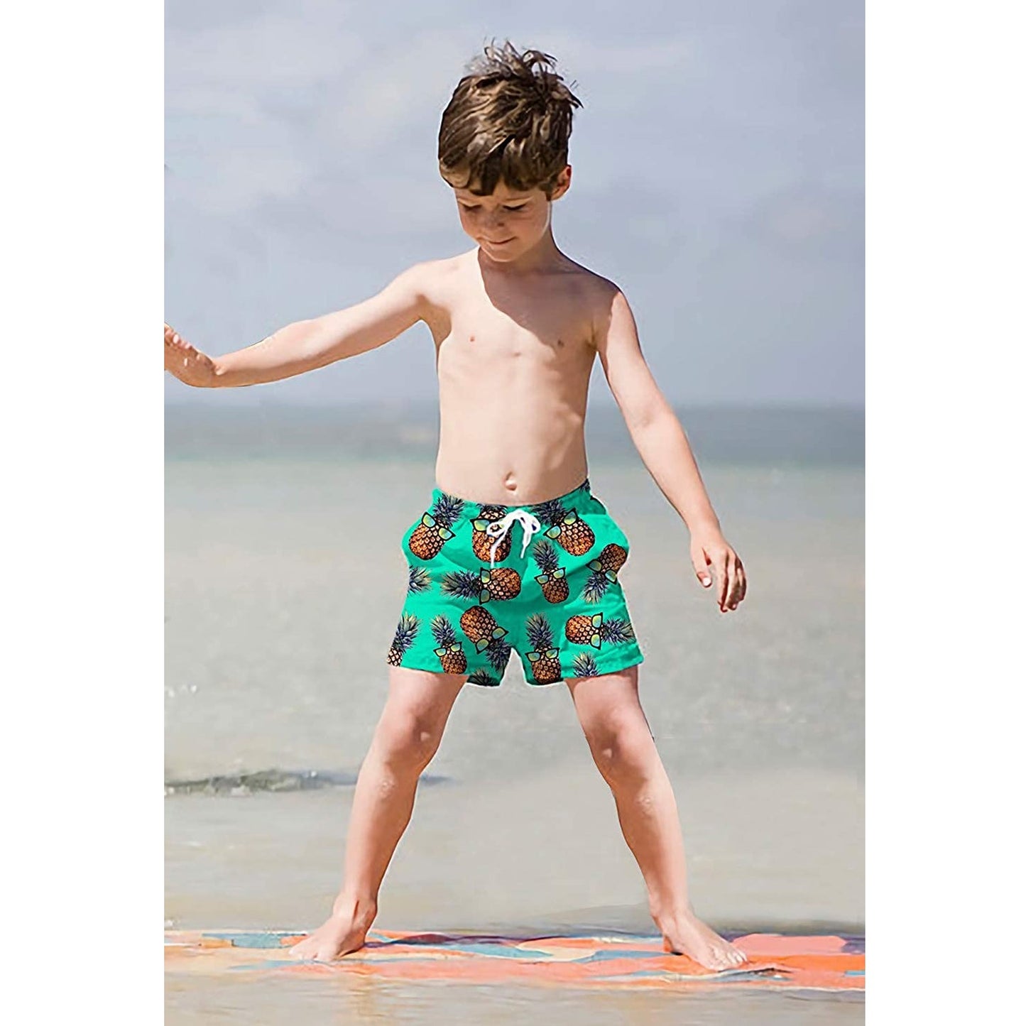 Green Sunglasses Pineapple Funny Boy Swim Trunk