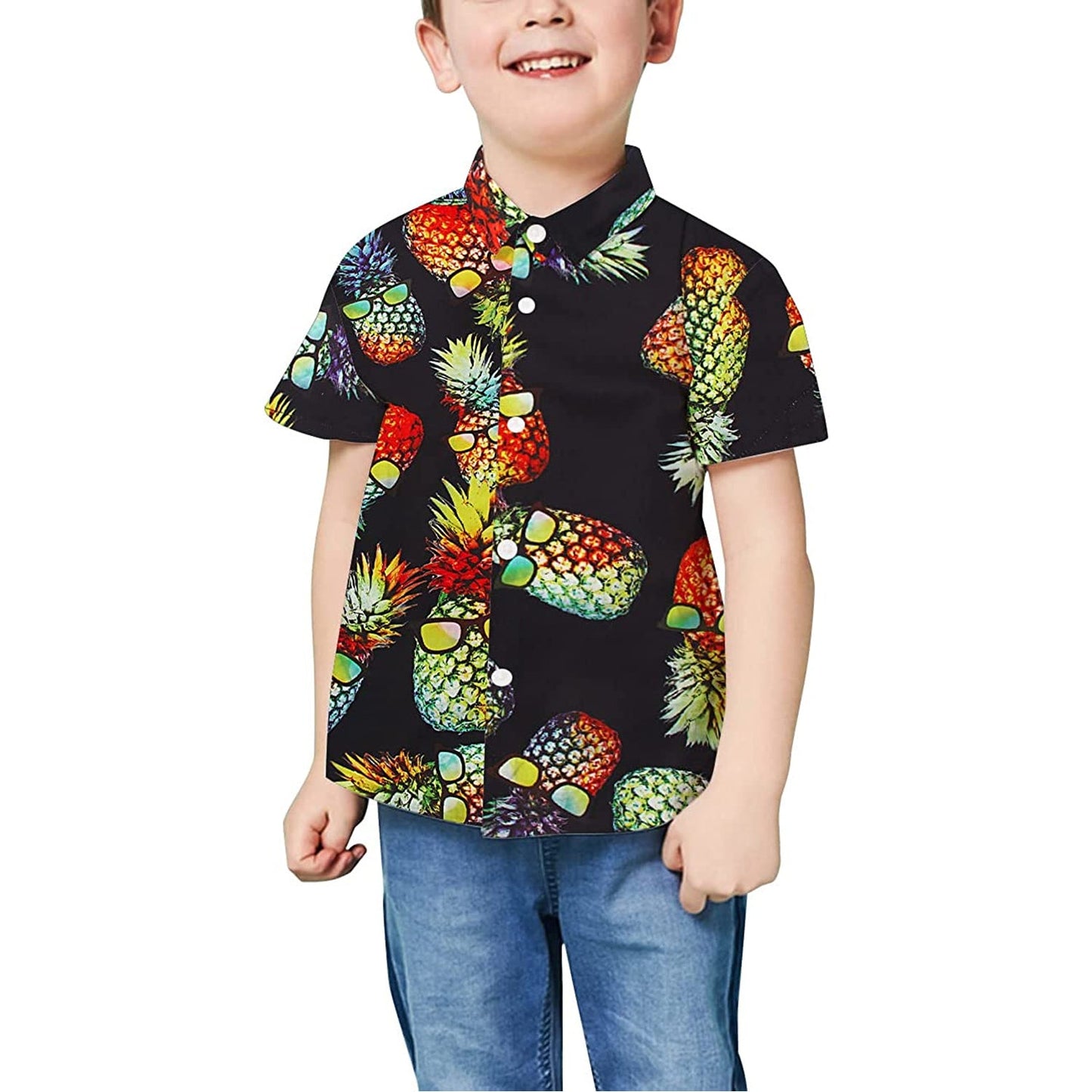 Colorful Sunglasses Pineapple Black Funny Toddler Hawaiian Shirt