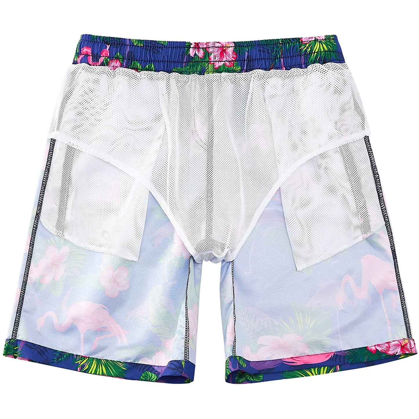 Tropical Pink Flamingos Funny Boy Swim Trunk