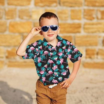 Wine Pink Flamingo Funny Toddler Hawaiian Shirt