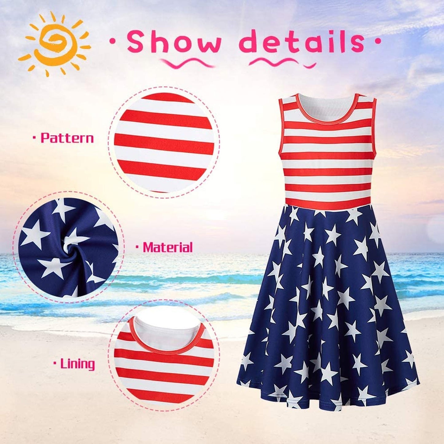 Stripe American Flag Funny Girl Dress