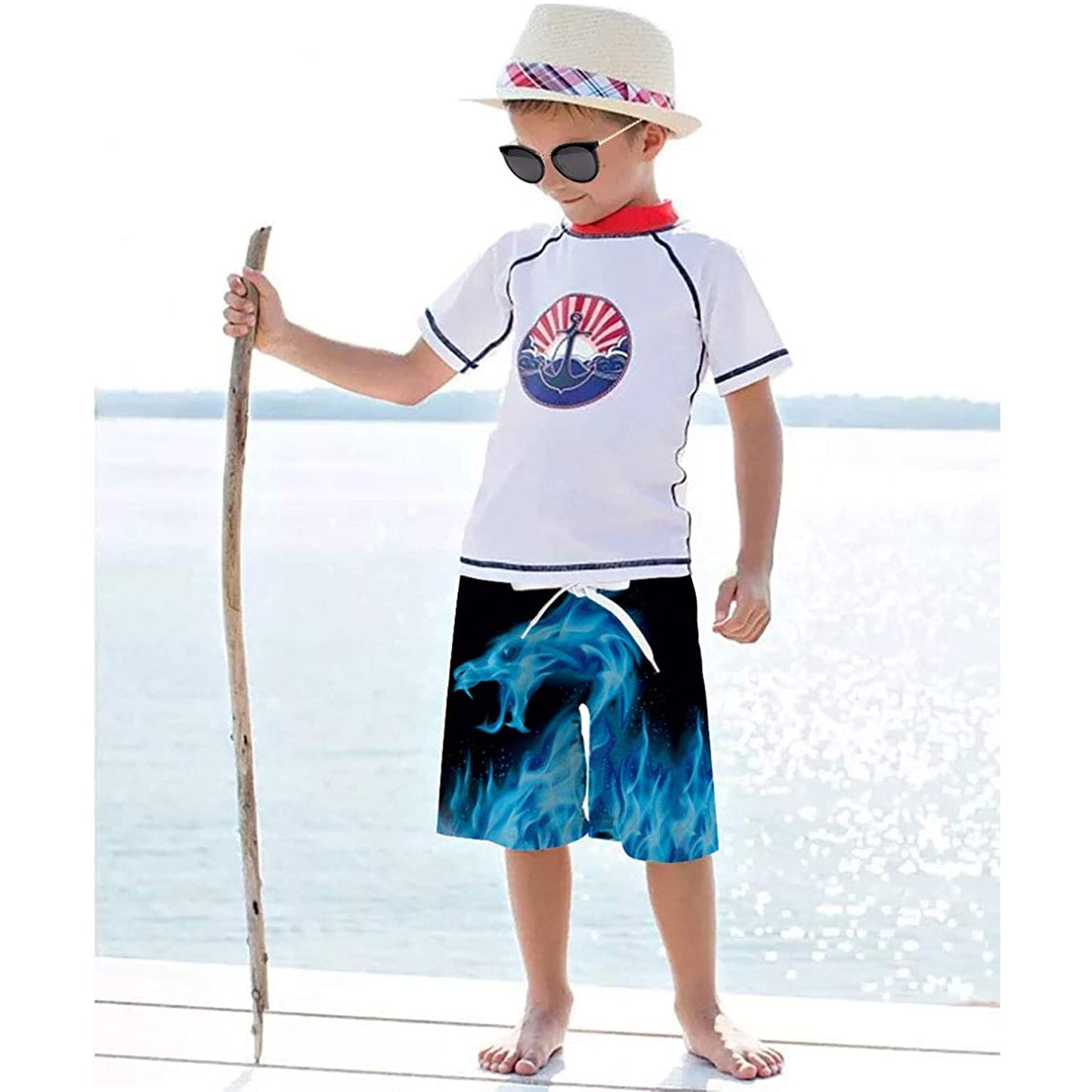 Blue Flame Dragon Funny Boy Swim Trunk