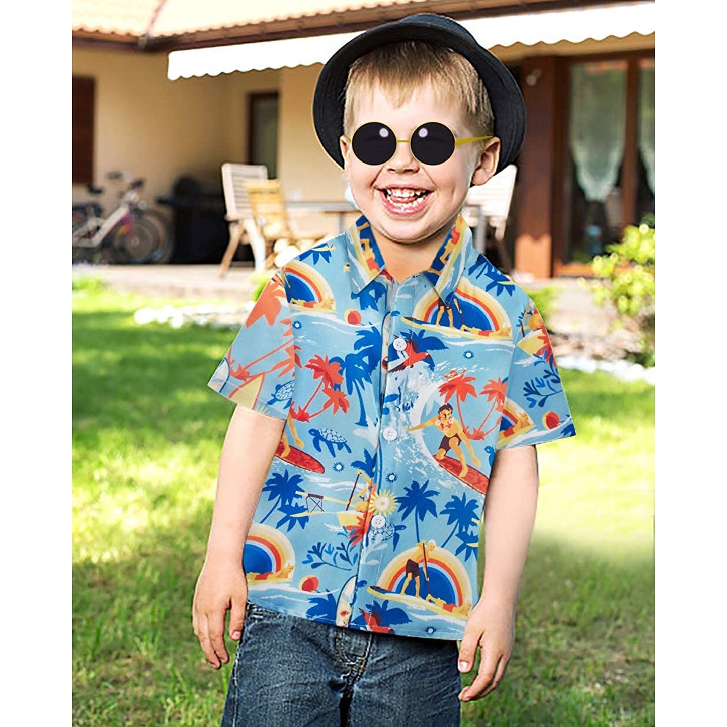 Hawaii Surfing Funny Toddler Hawaiian Shirt