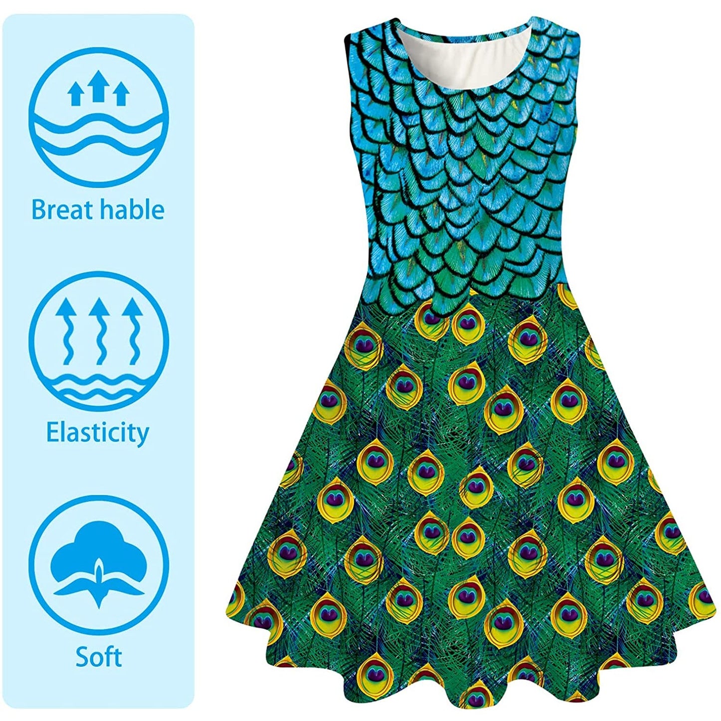 Blue Peacock Funny Girl Dress