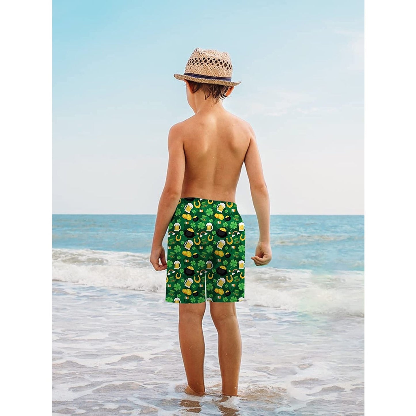 St Patrick's Day Shamrock Funny Boy Swim Trunk