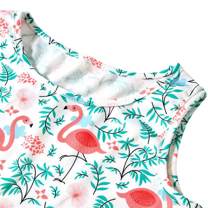Palm Leaf Flamingo Funny Girl Dress