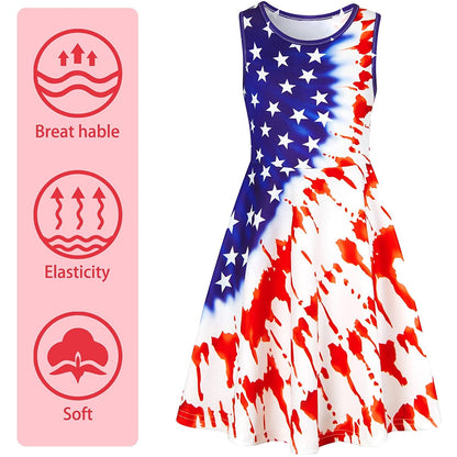 Tie Dye American Flag Funny Girl Dress